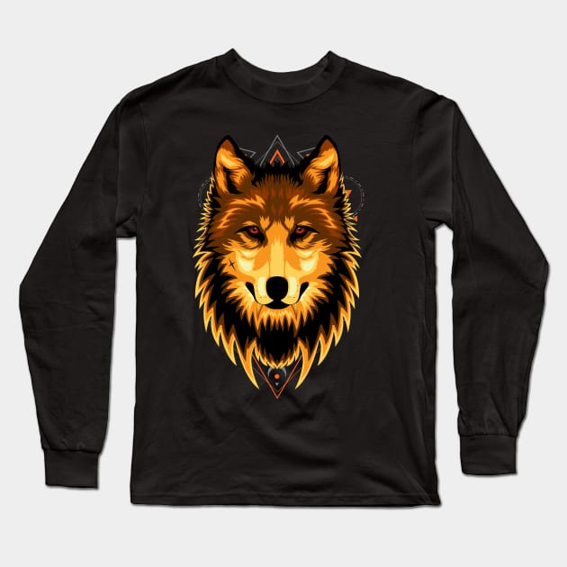 wolf head design Long Sleeve T-Shirt by SHINIGAMII